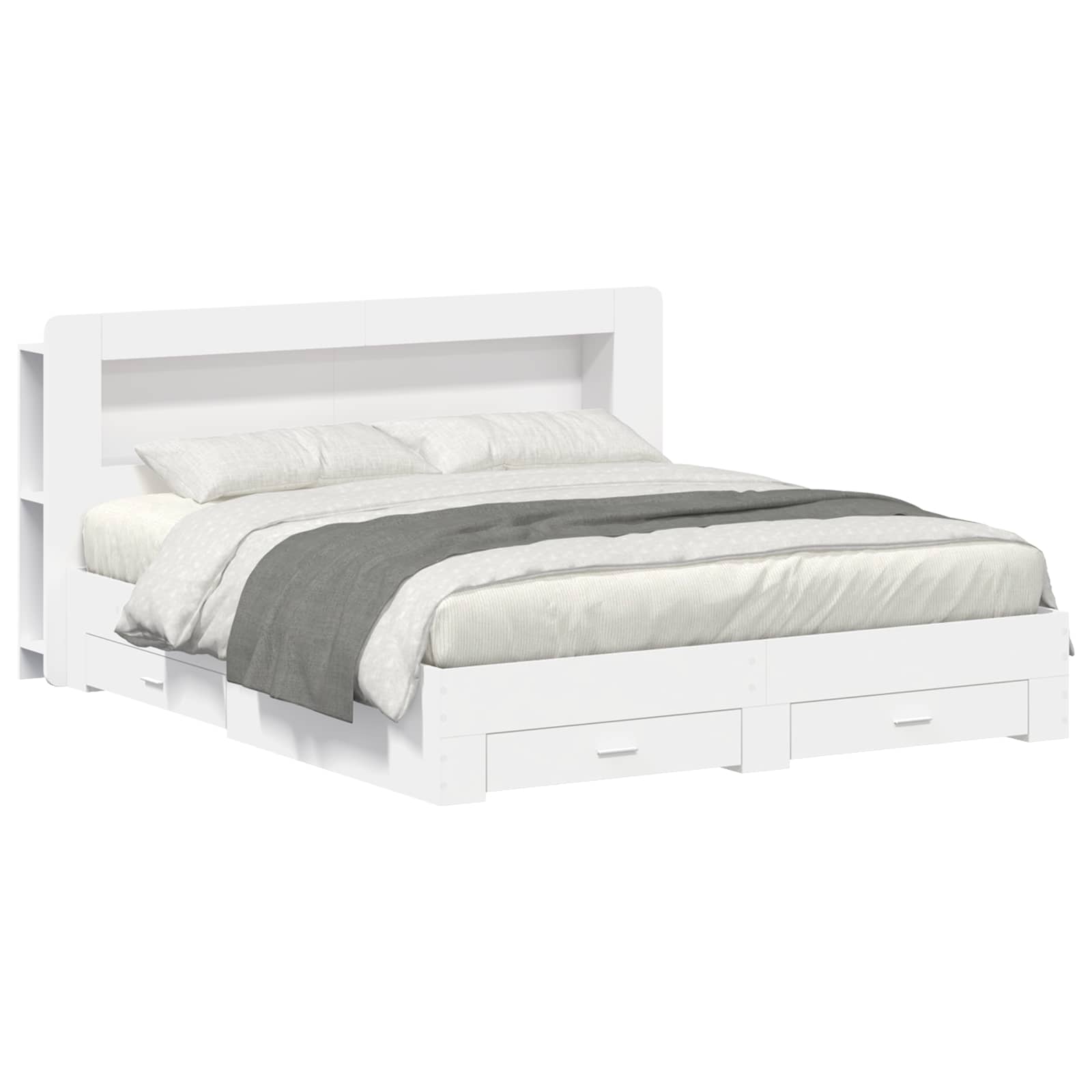 vidaXL Bedframe met opbergruimte en hoofdbord Zwart 180 x 200 cm