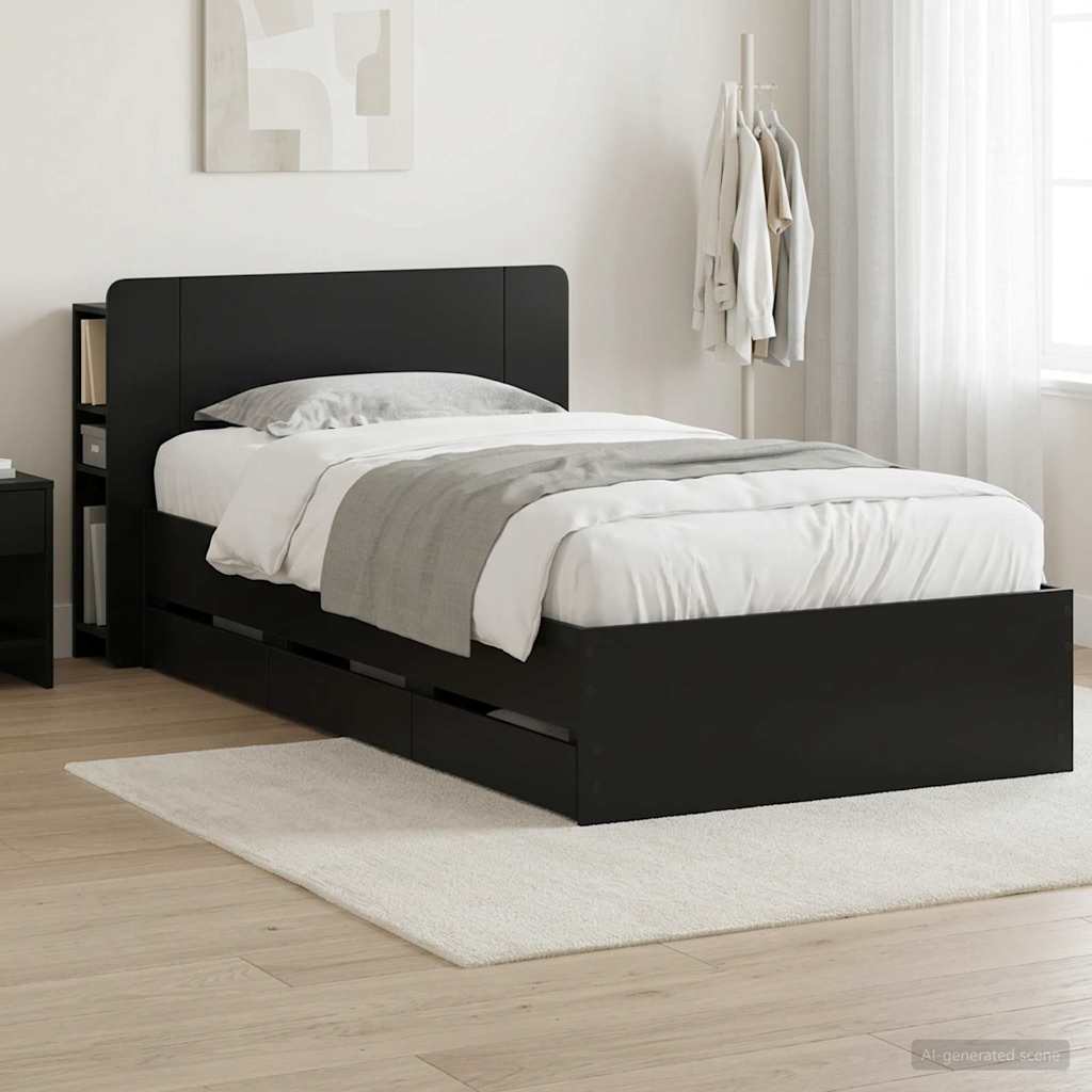 vidaXL Bedframe met opslag Artisanaal eiken 80 x 200 cm Bewerkt hout