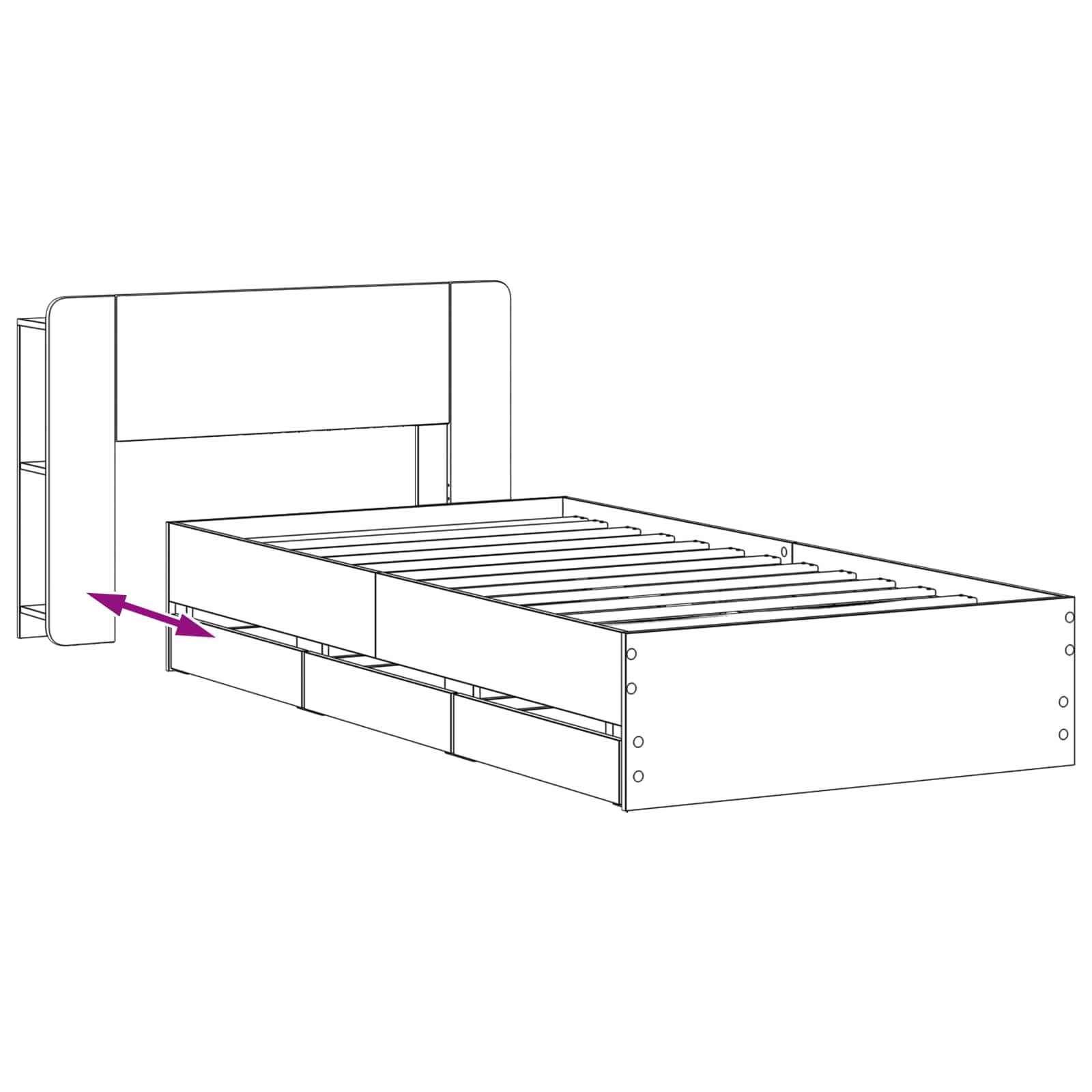 vidaXL Bedframe met opslag Artisanaal eiken 80 x 200 cm Bewerkt hout