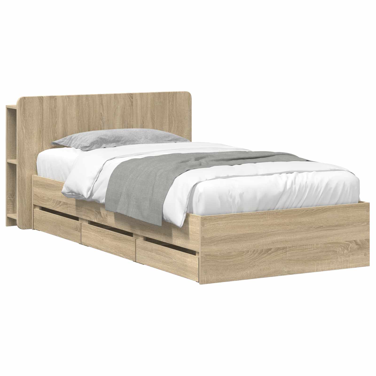 vidaXL Bedframe met opslag Artisanaal eiken 80 x 200 cm Bewerkt hout