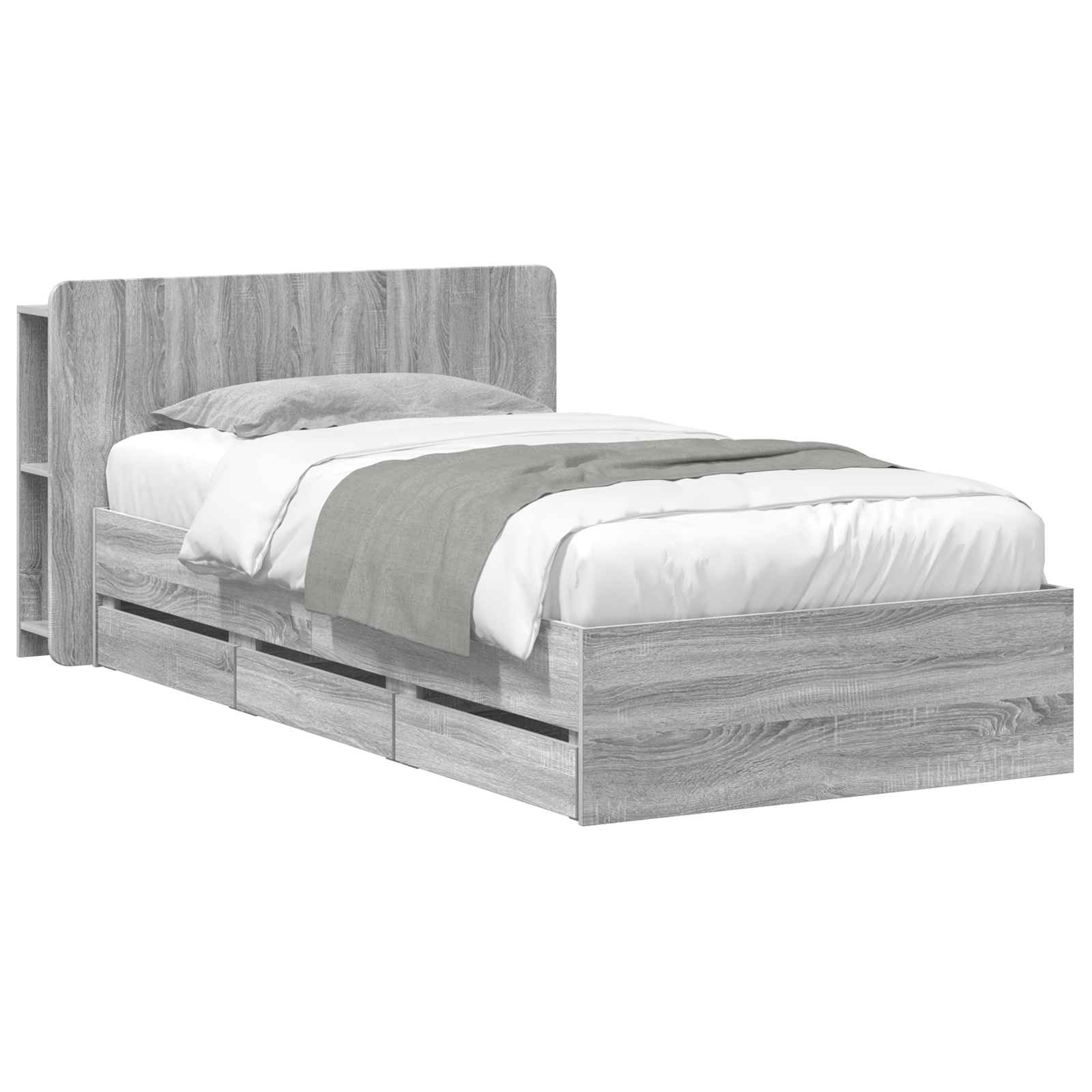 vidaXL Bedframe met opslag Artisanaal eiken 80 x 200 cm Bewerkt hout