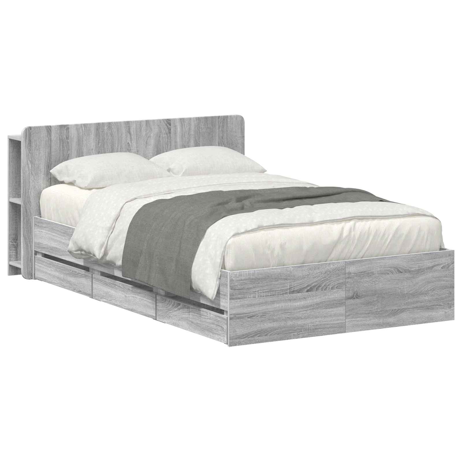vidaXL Bedframe met opslag Artisanaal eiken 80 x 200 cm Bewerkt hout