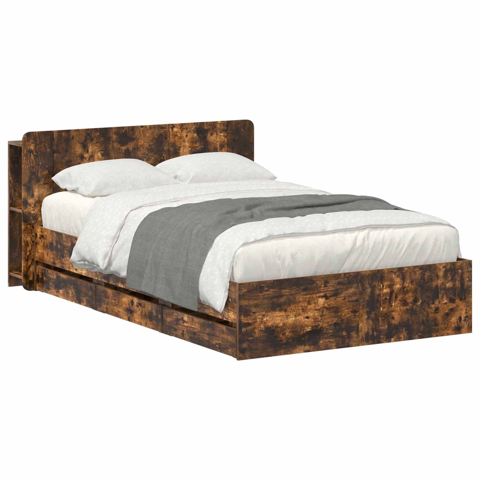 vidaXL Bedframe met opslag Artisanaal eiken 80 x 200 cm Bewerkt hout