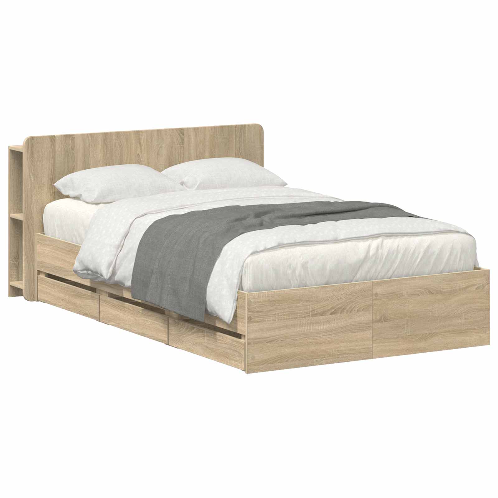 vidaXL Bedframe met opslag Artisanaal eiken 80 x 200 cm Bewerkt hout