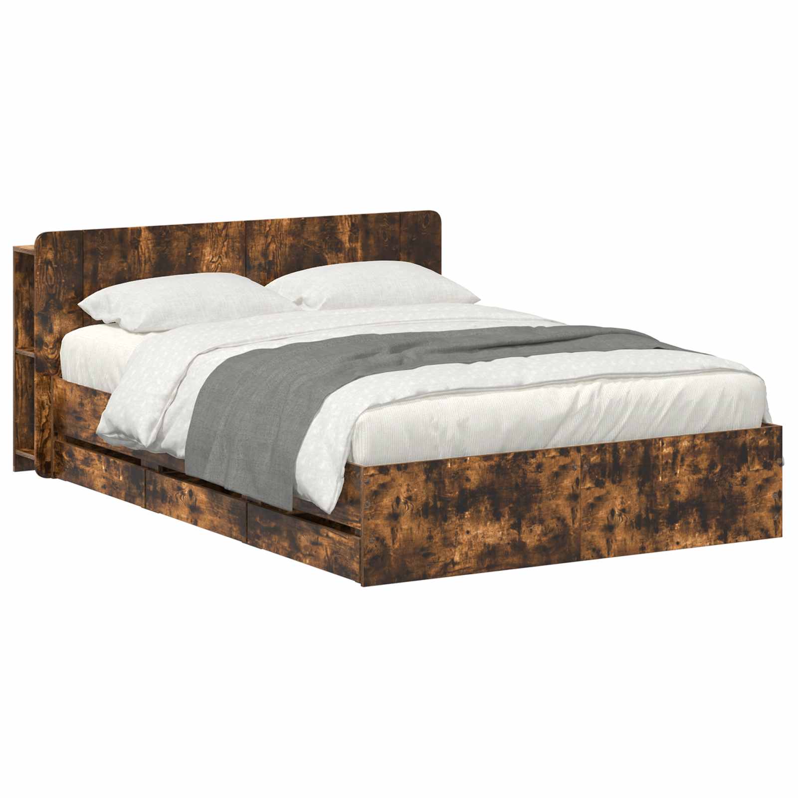 vidaXL Bedframe met opslag Artisanaal eiken 80 x 200 cm Bewerkt hout