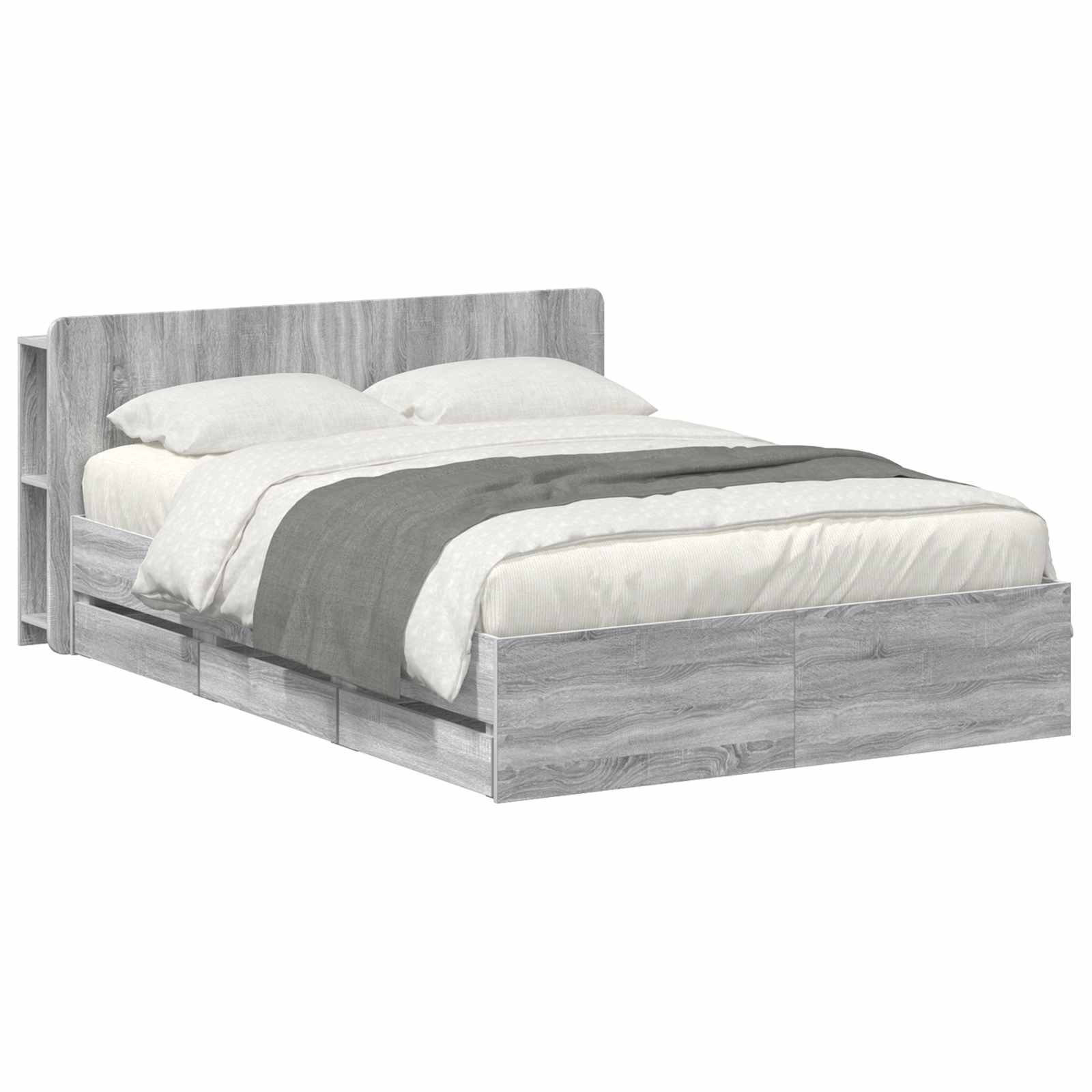 vidaXL Bedframe met opslag Artisanaal eiken 80 x 200 cm Bewerkt hout