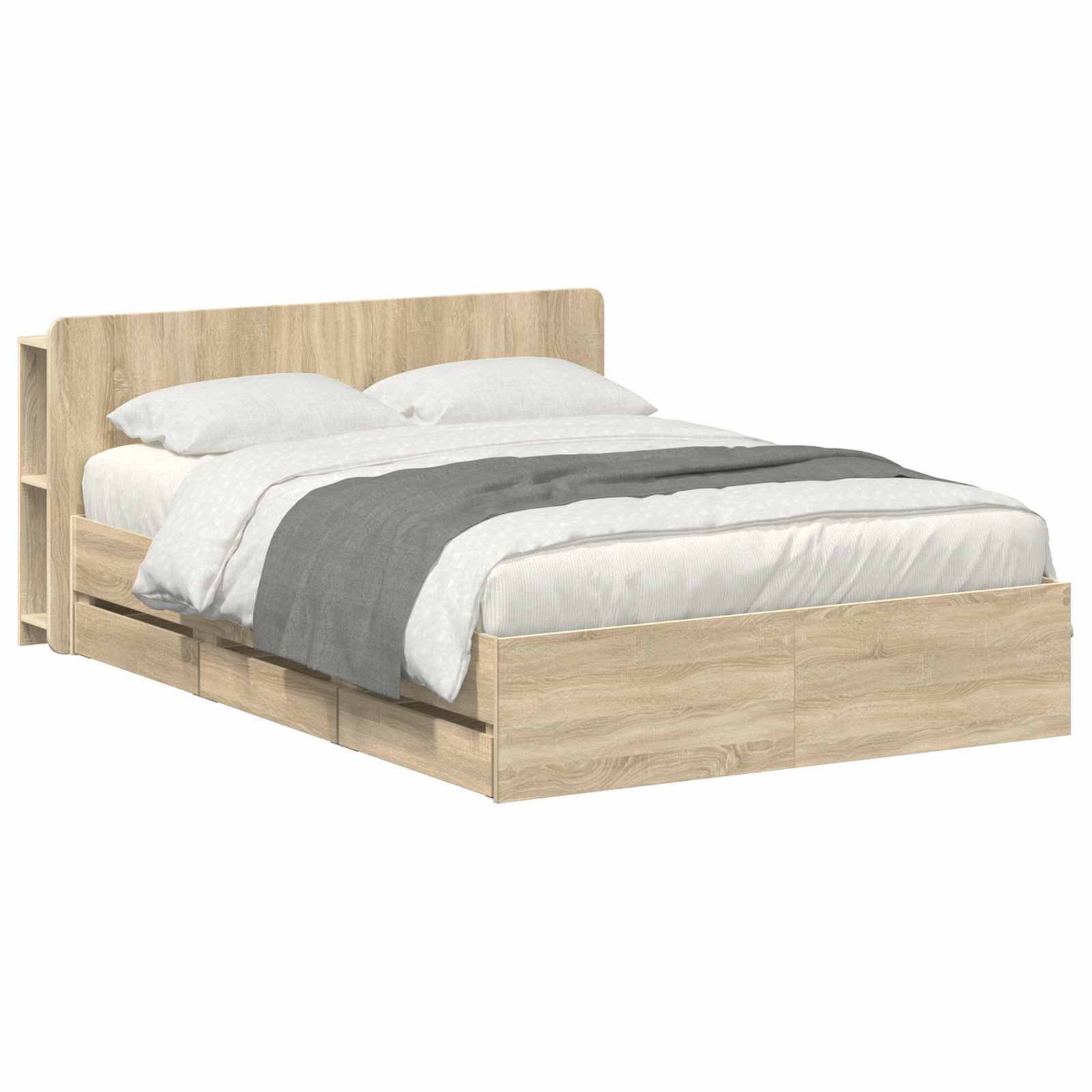 vidaXL Bedframe met opslag Artisanaal eiken 80 x 200 cm Bewerkt hout