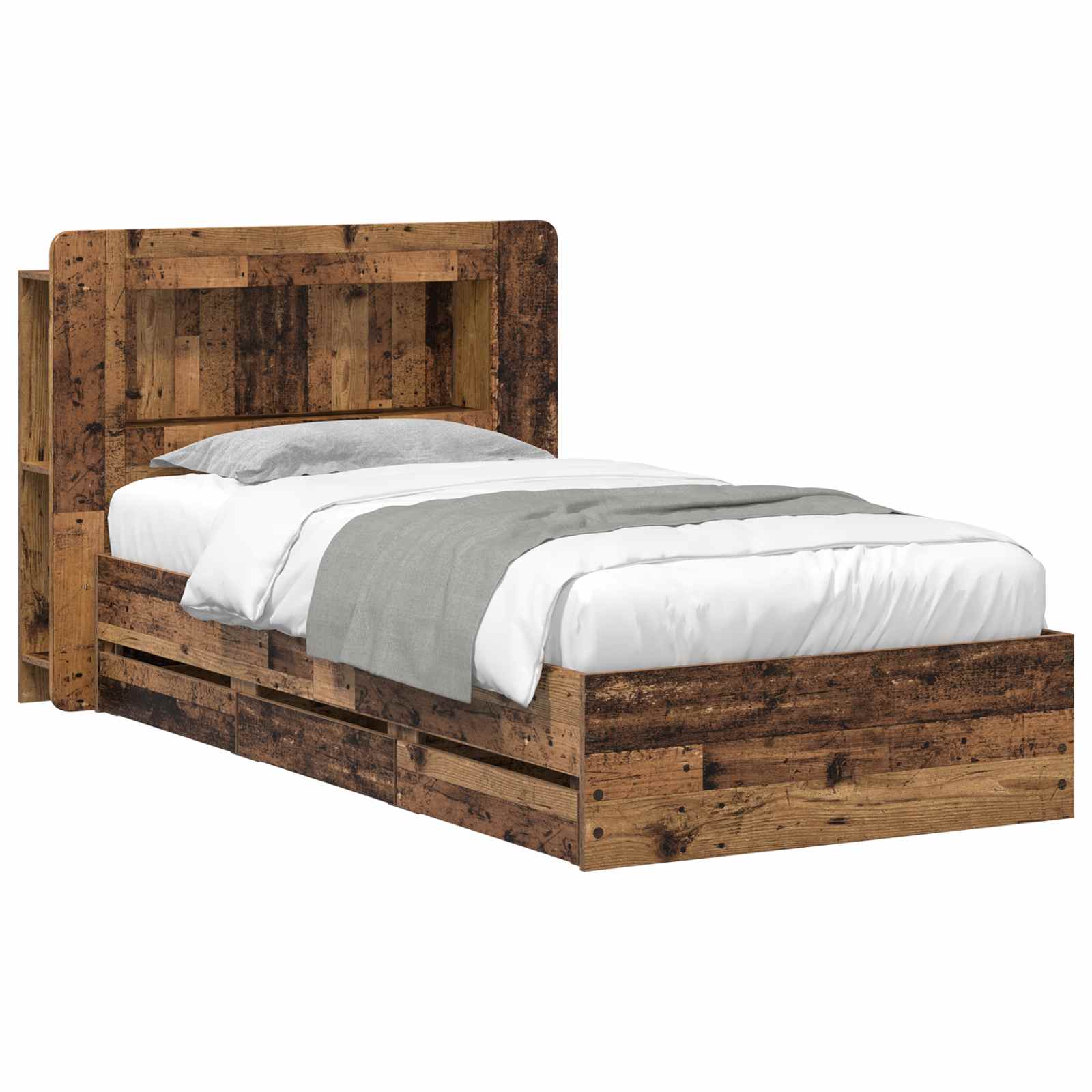 vidaXL Bedframe met opslag Artisanaal eiken 80 x 200 cm Bewerkt hout