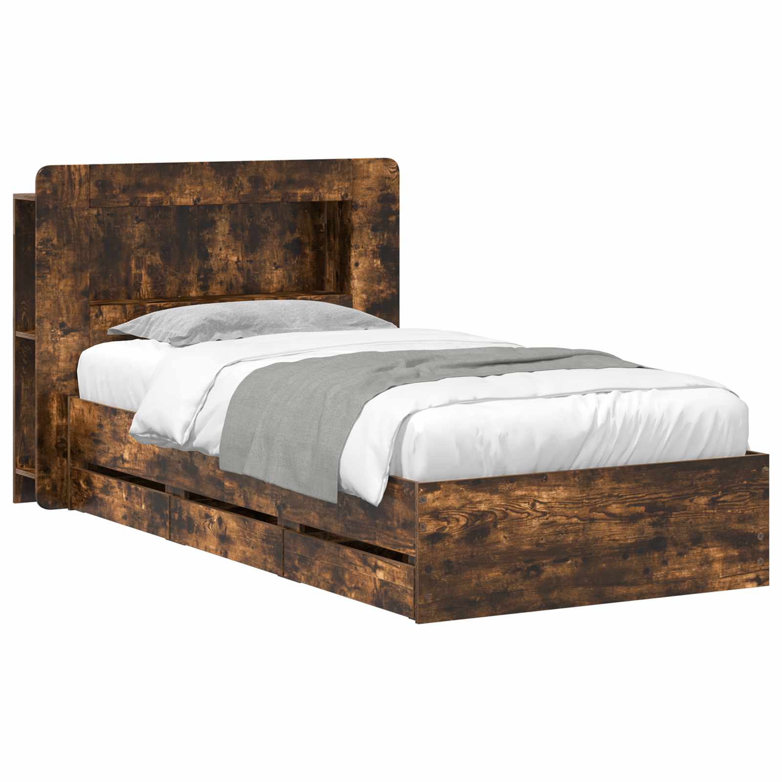 vidaXL Bedframe met opslag Artisanaal eiken 80 x 200 cm Bewerkt hout