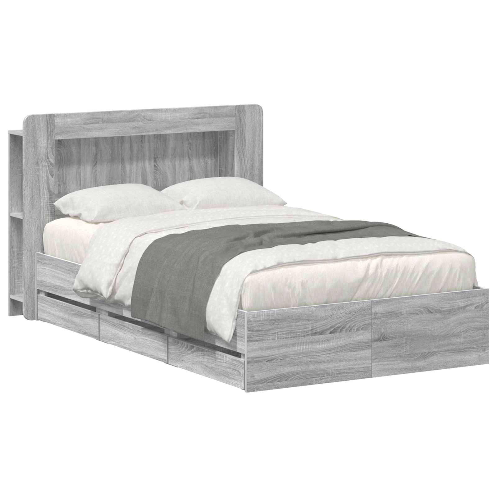 vidaXL Bedframe met opslag Artisanaal eiken 80 x 200 cm Bewerkt hout