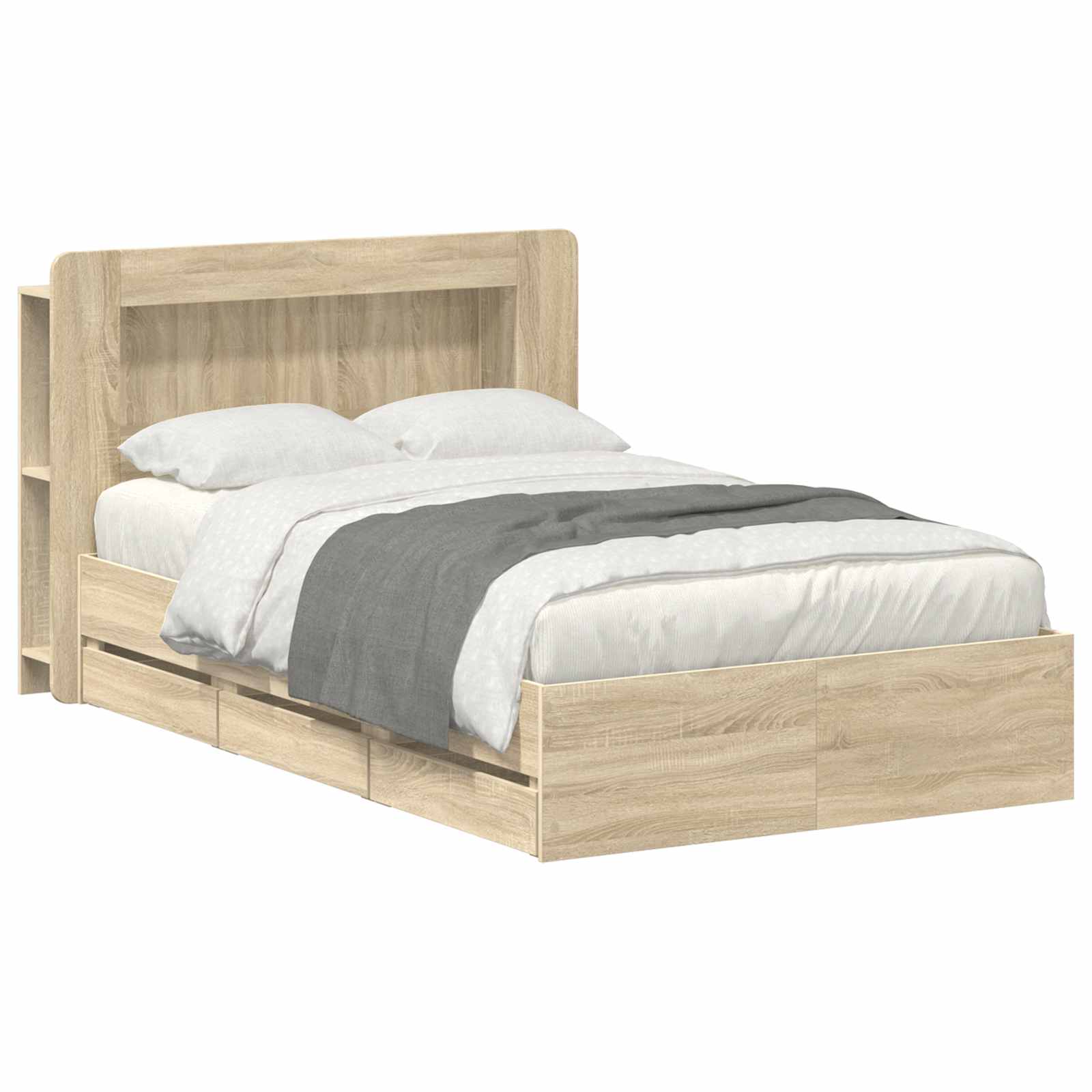 vidaXL Bedframe met opslag Artisanaal eiken 80 x 200 cm Bewerkt hout