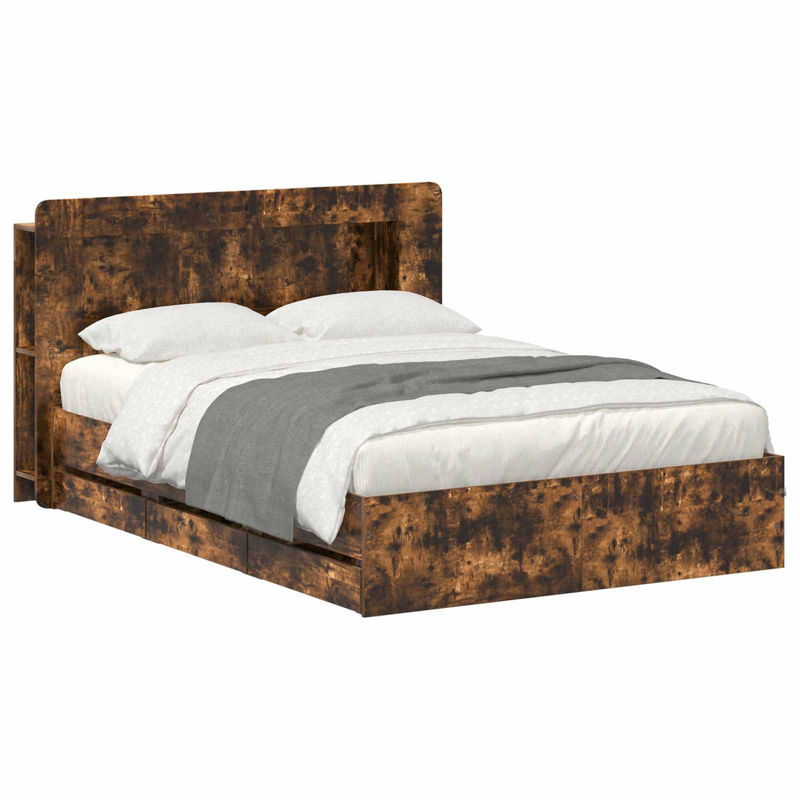 vidaXL Bedframe met opslag Artisanaal eiken 80 x 200 cm Bewerkt hout