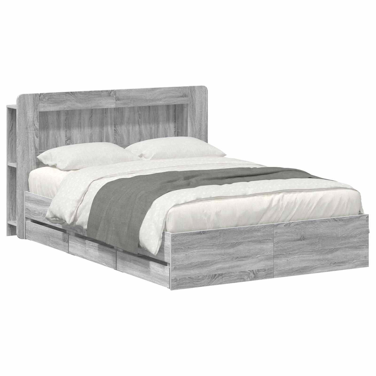 vidaXL Bedframe met opslag Artisanaal eiken 80 x 200 cm Bewerkt hout