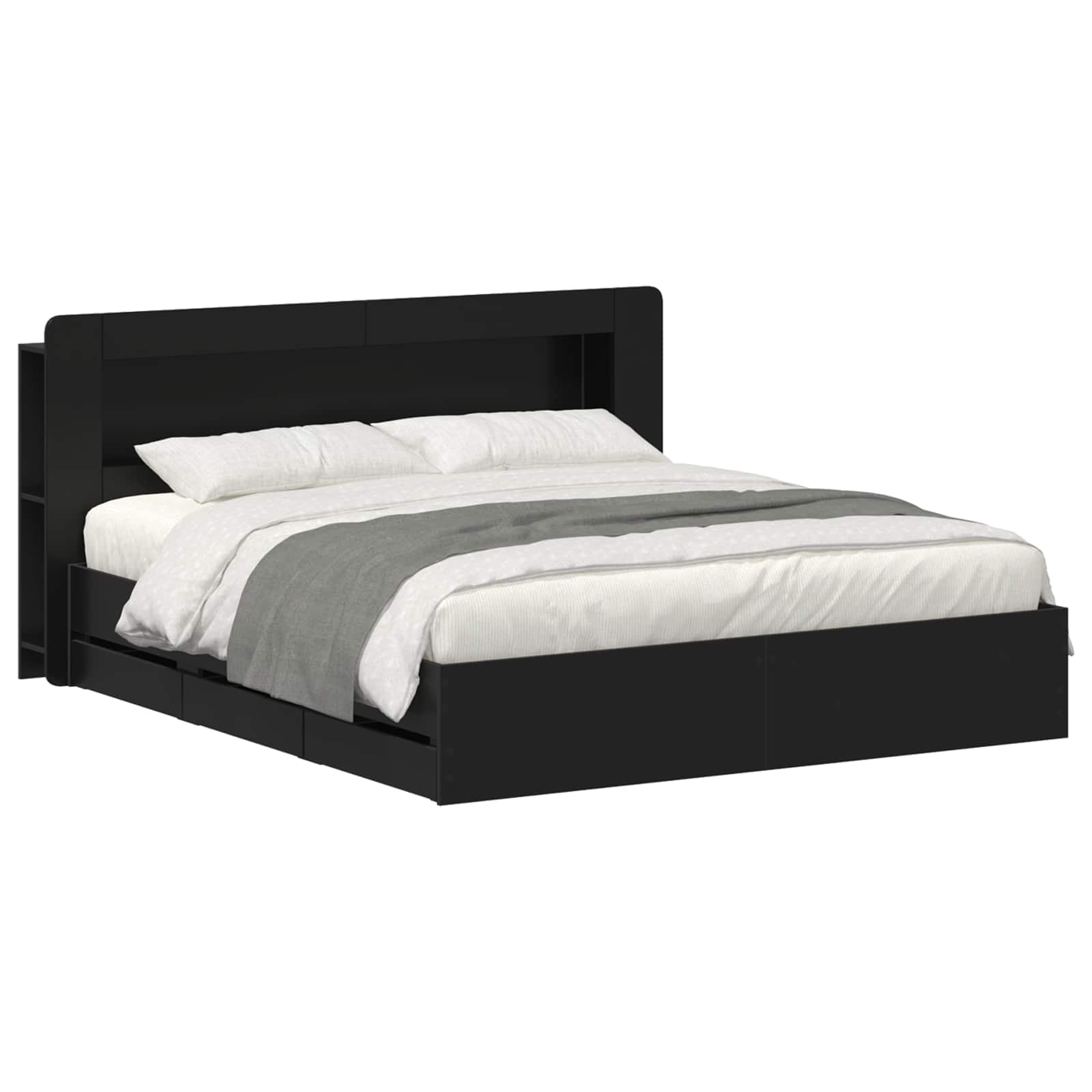 vidaXL Bedframe met opslag Artisanaal eiken 80 x 200 cm Bewerkt hout