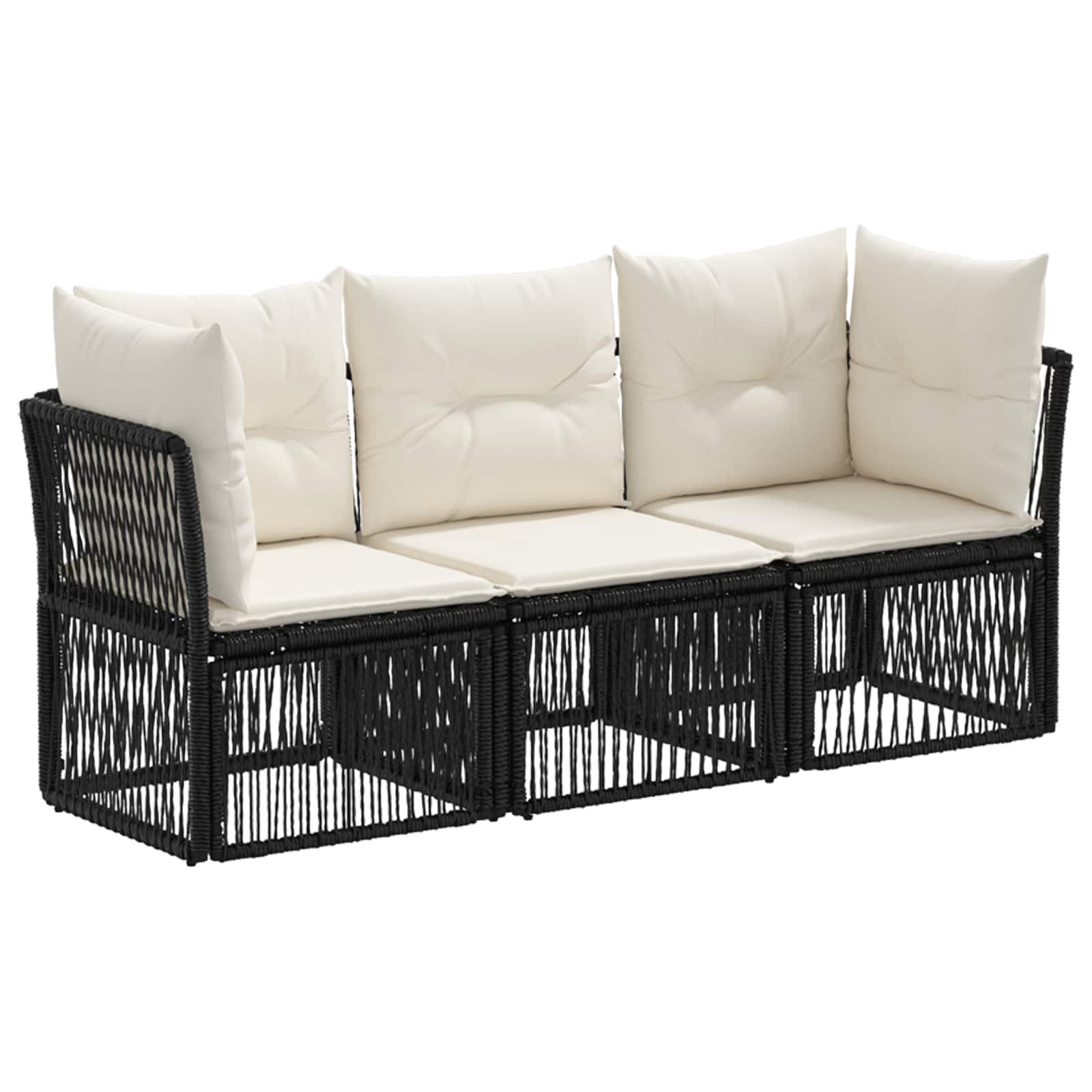 vidaXL Tuinbankenset 4 pcs Zwart poly rattan