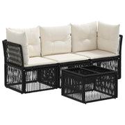 vidaXL Tuinbankenset 4 pcs Zwart poly rattan