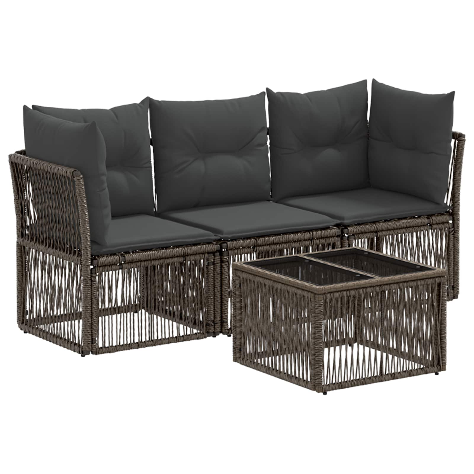 vidaXL Tuinbankenset 4 pcs Zwart poly rattan