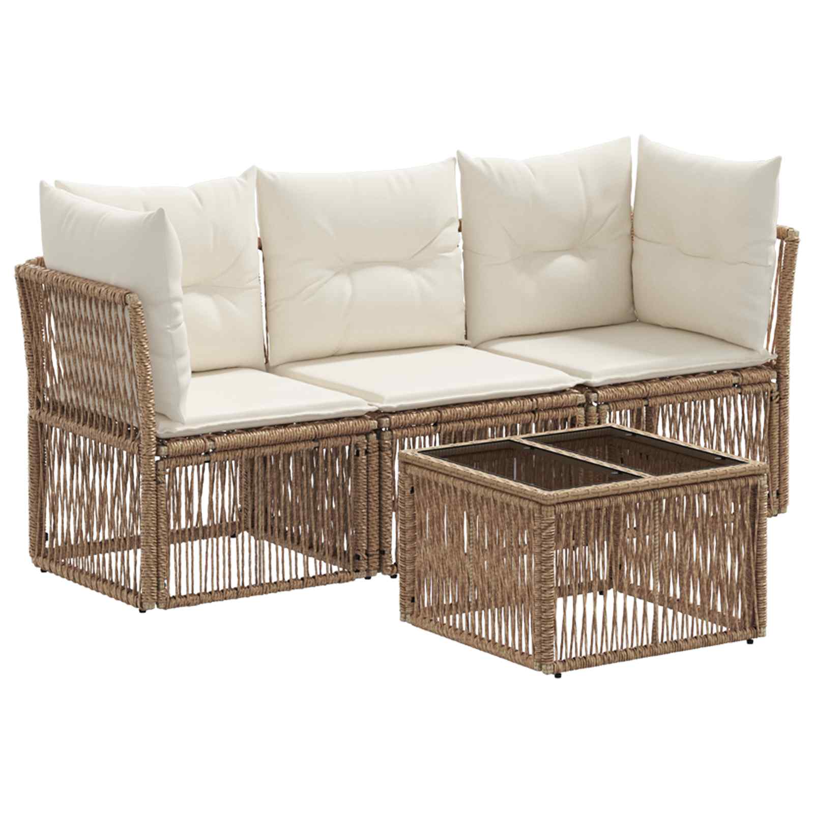vidaXL Tuinbankenset 4 pcs Zwart poly rattan