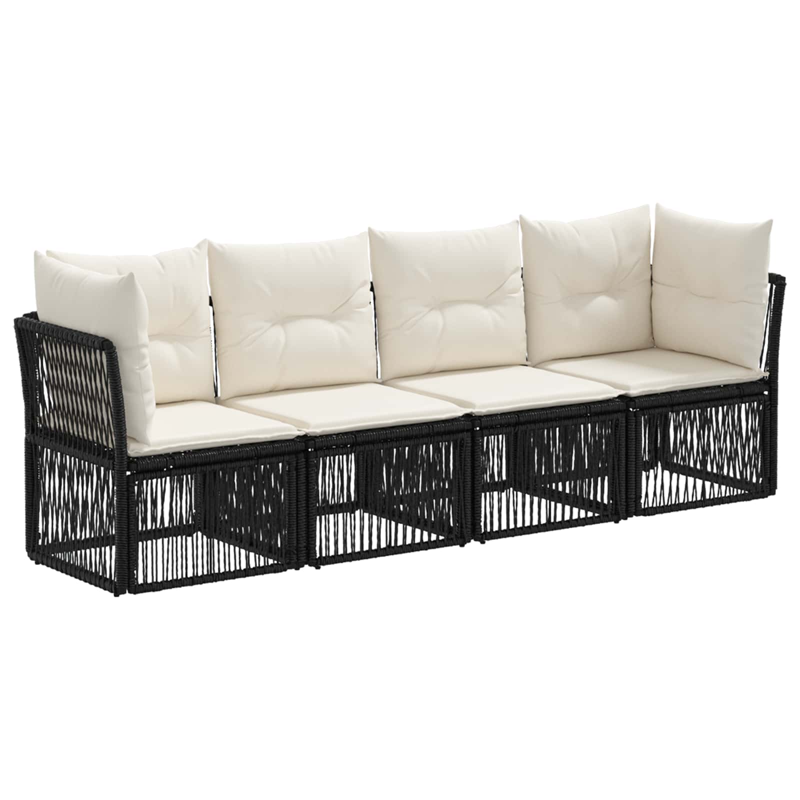 vidaXL Tuinbankenset 5 pcs Zwart poly rattan