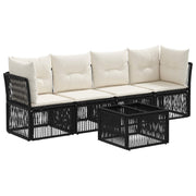 vidaXL Tuinbankenset 5 pcs Zwart poly rattan