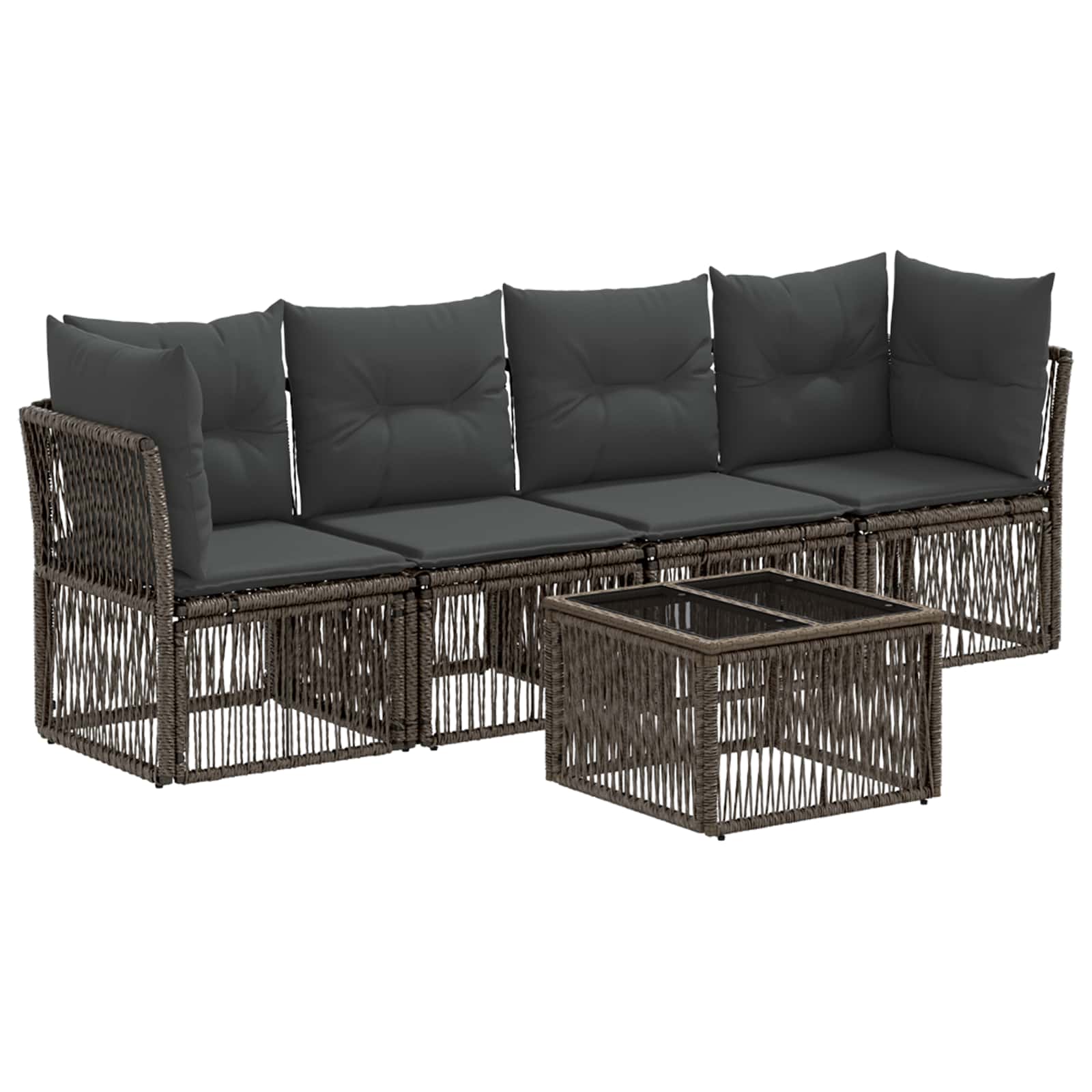vidaXL Tuinbankenset 5 pcs Zwart poly rattan