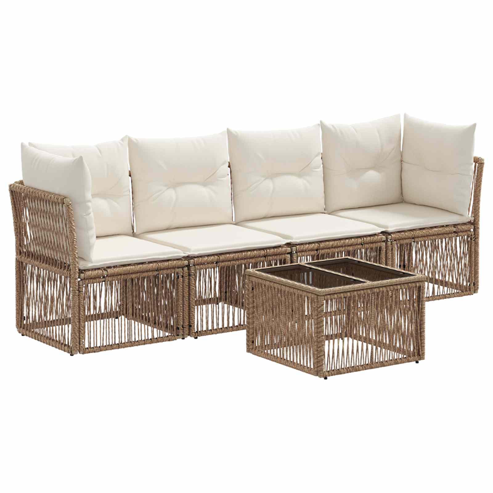 vidaXL Tuinbankenset 5 pcs Zwart poly rattan