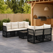 vidaXL Tuinbankenset 6 st Zwart poly rattan