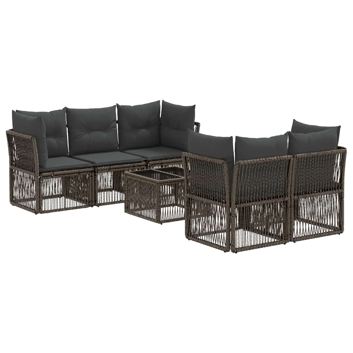vidaXL Tuinbankenset 6 st Zwart poly rattan
