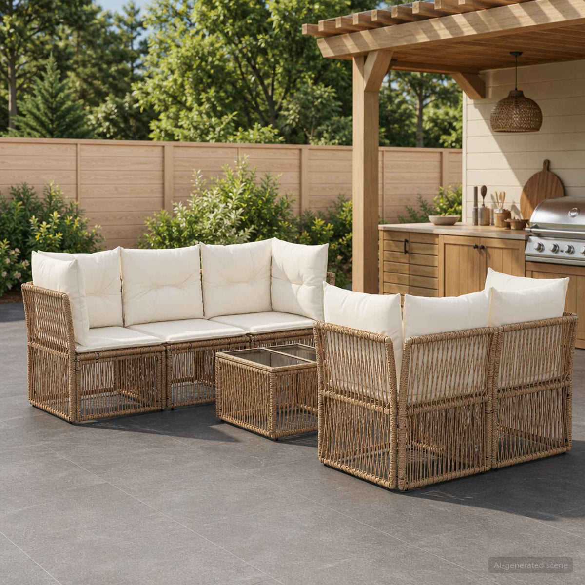 vidaXL Tuinbankenset 6 st Zwart poly rattan