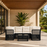 vidaXL Tuinbankenset 7 st Zwart poly rattan