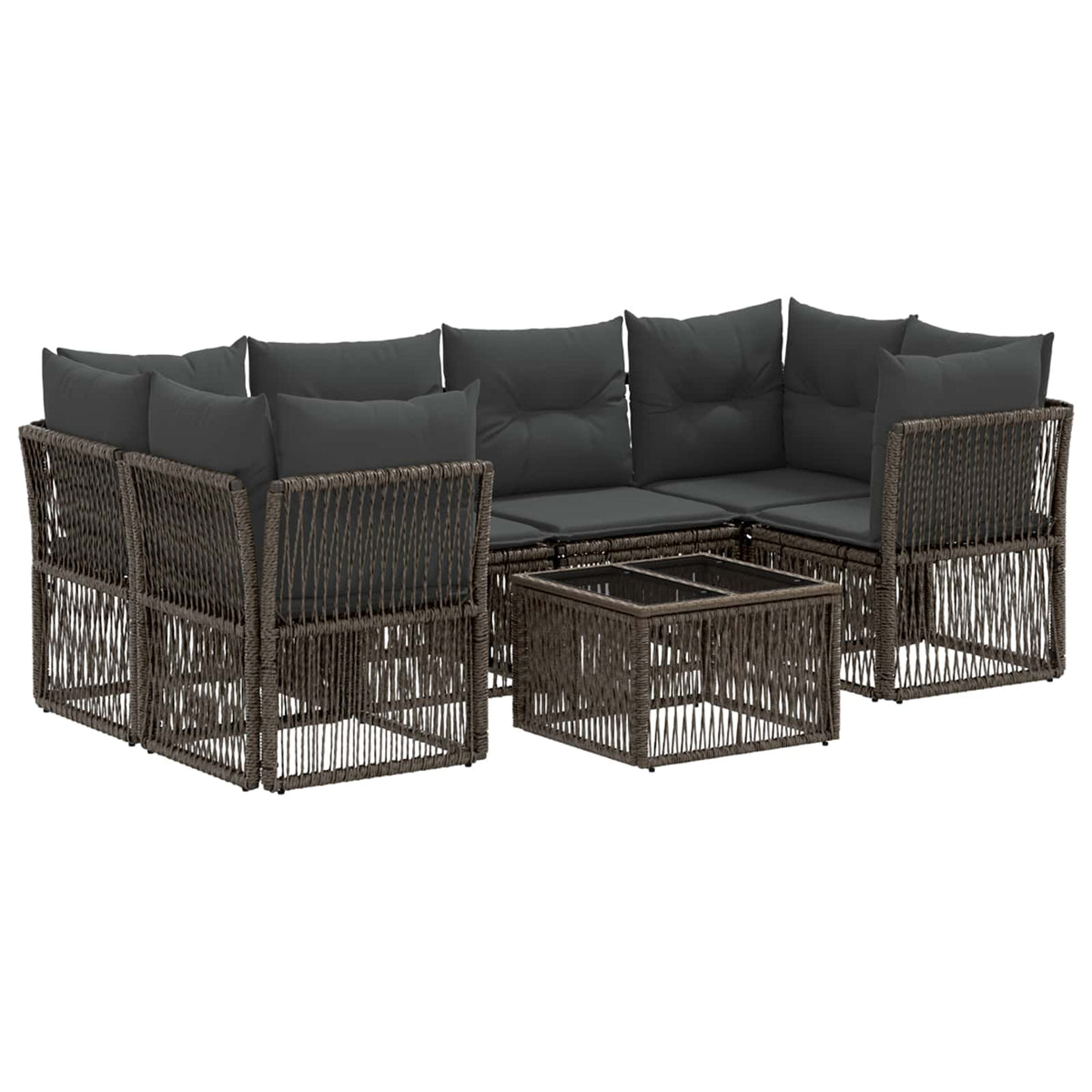 vidaXL Tuinbankenset 7 st Zwart poly rattan