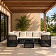 vidaXL Tuinbankenset 8 st Zwart poly rattan