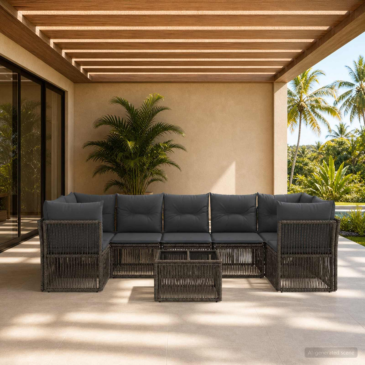 vidaXL Tuinbankenset 8 st Zwart poly rattan