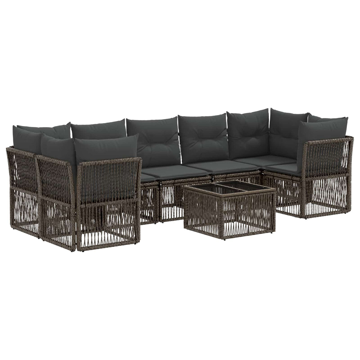 vidaXL Tuinbankenset 8 st Zwart poly rattan