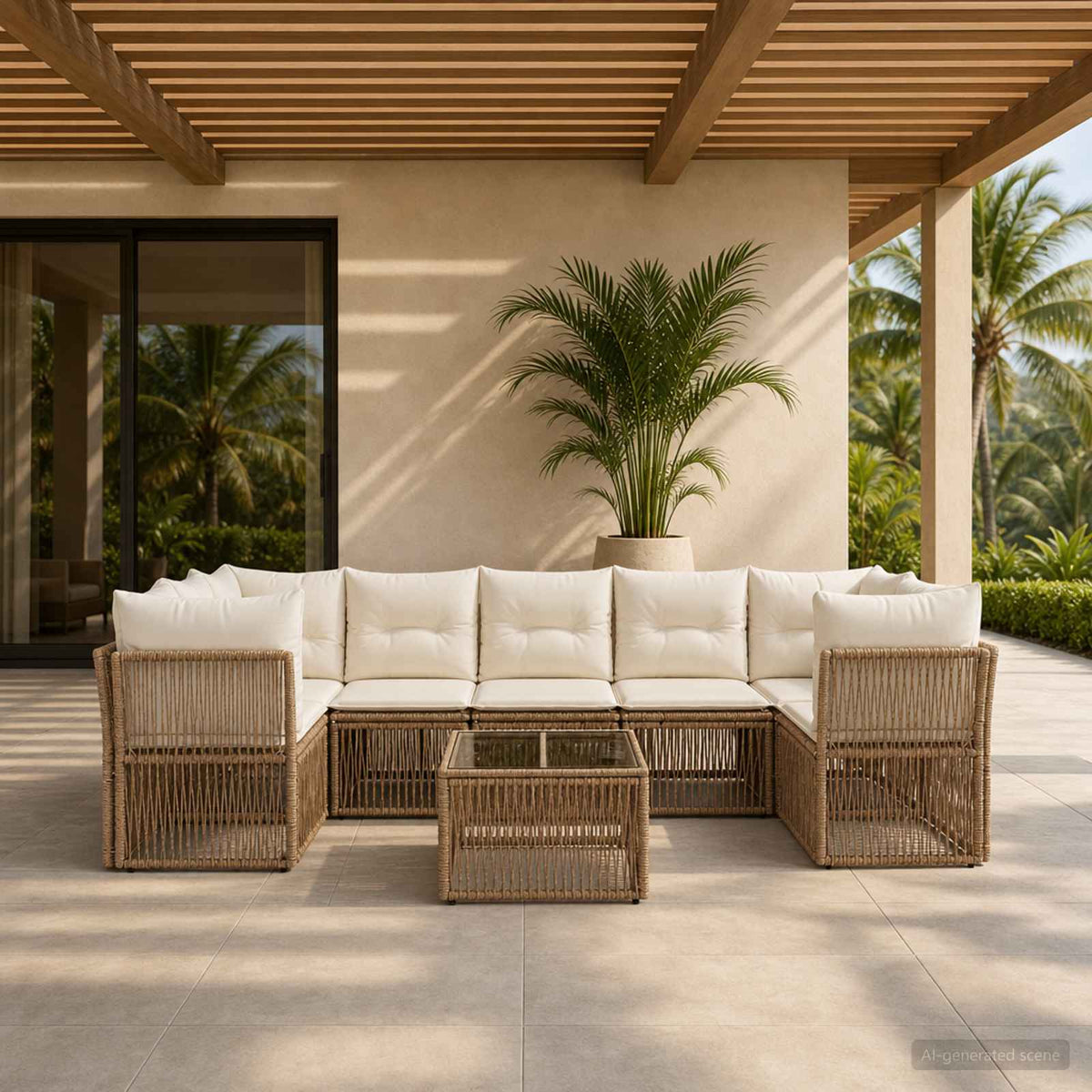 vidaXL Tuinbankenset 8 st Zwart poly rattan
