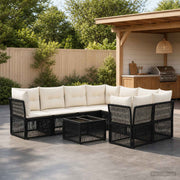 vidaXL Tuinbankenset 9 st Zwart poly rattan