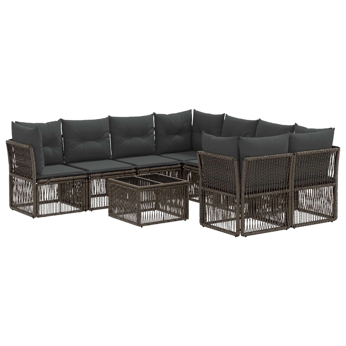 vidaXL Tuinbankenset 9 st Zwart poly rattan