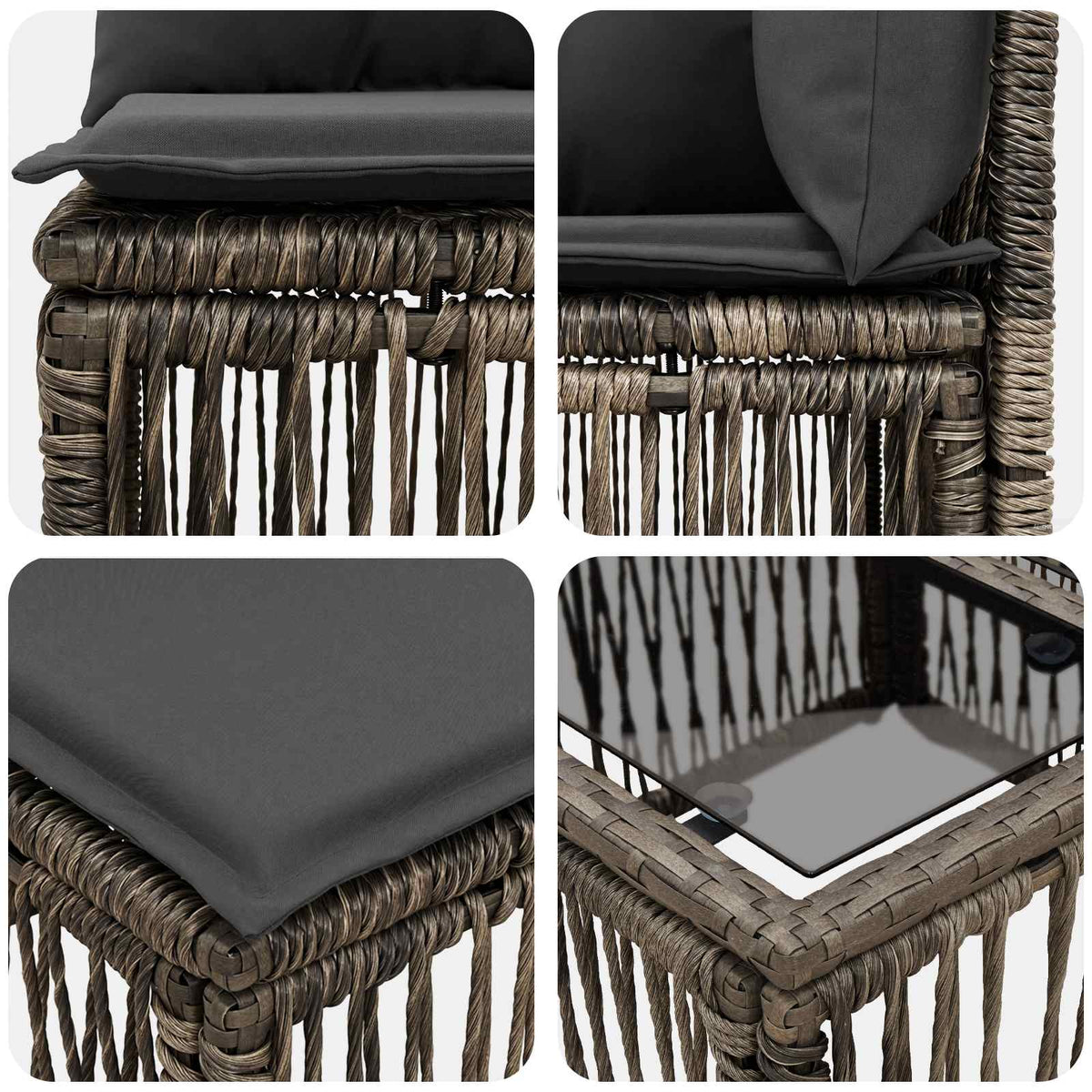 vidaXL Tuinbankenset 9 st Zwart poly rattan