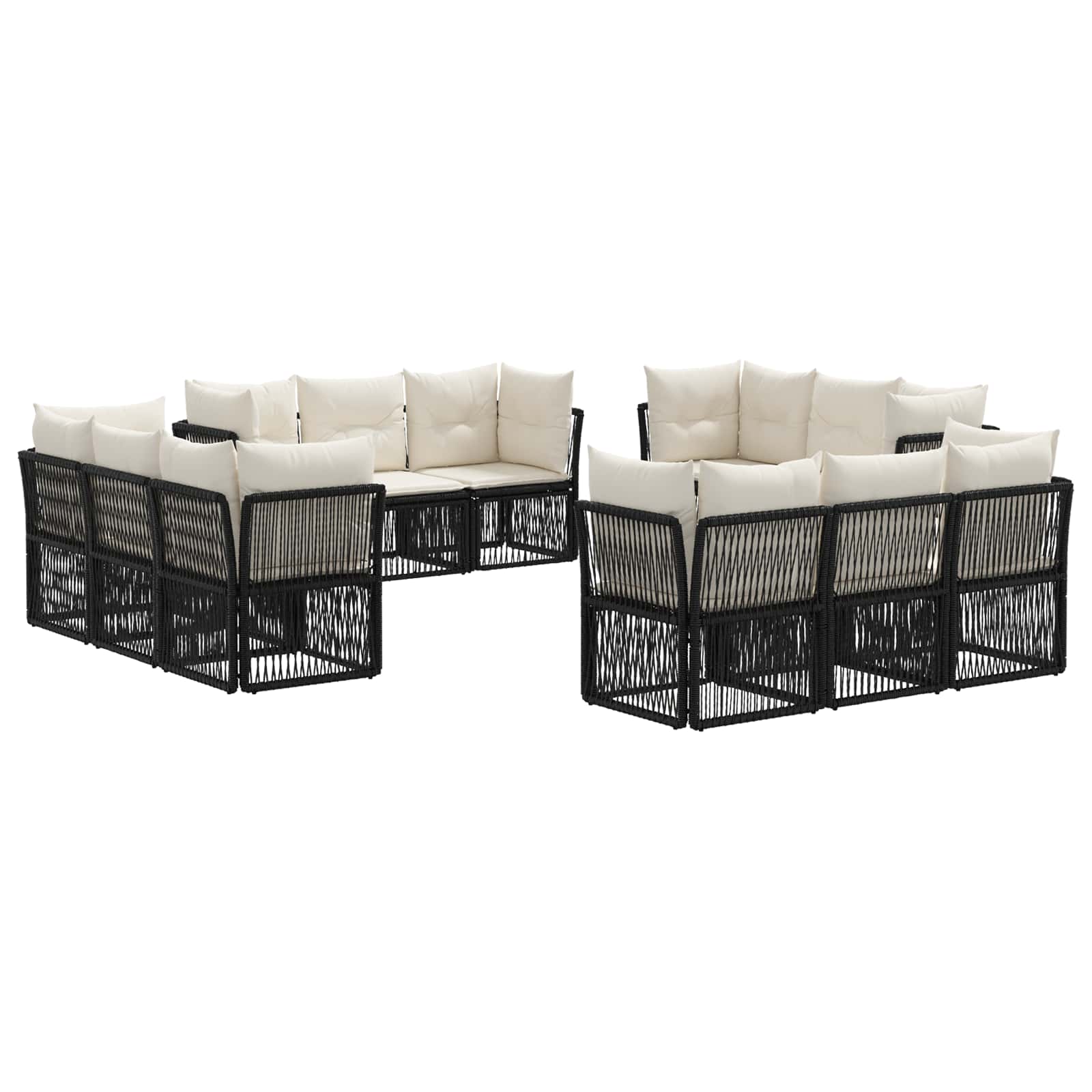 vidaXL Tuinbankenset 13 pcs Zwart poly rattan