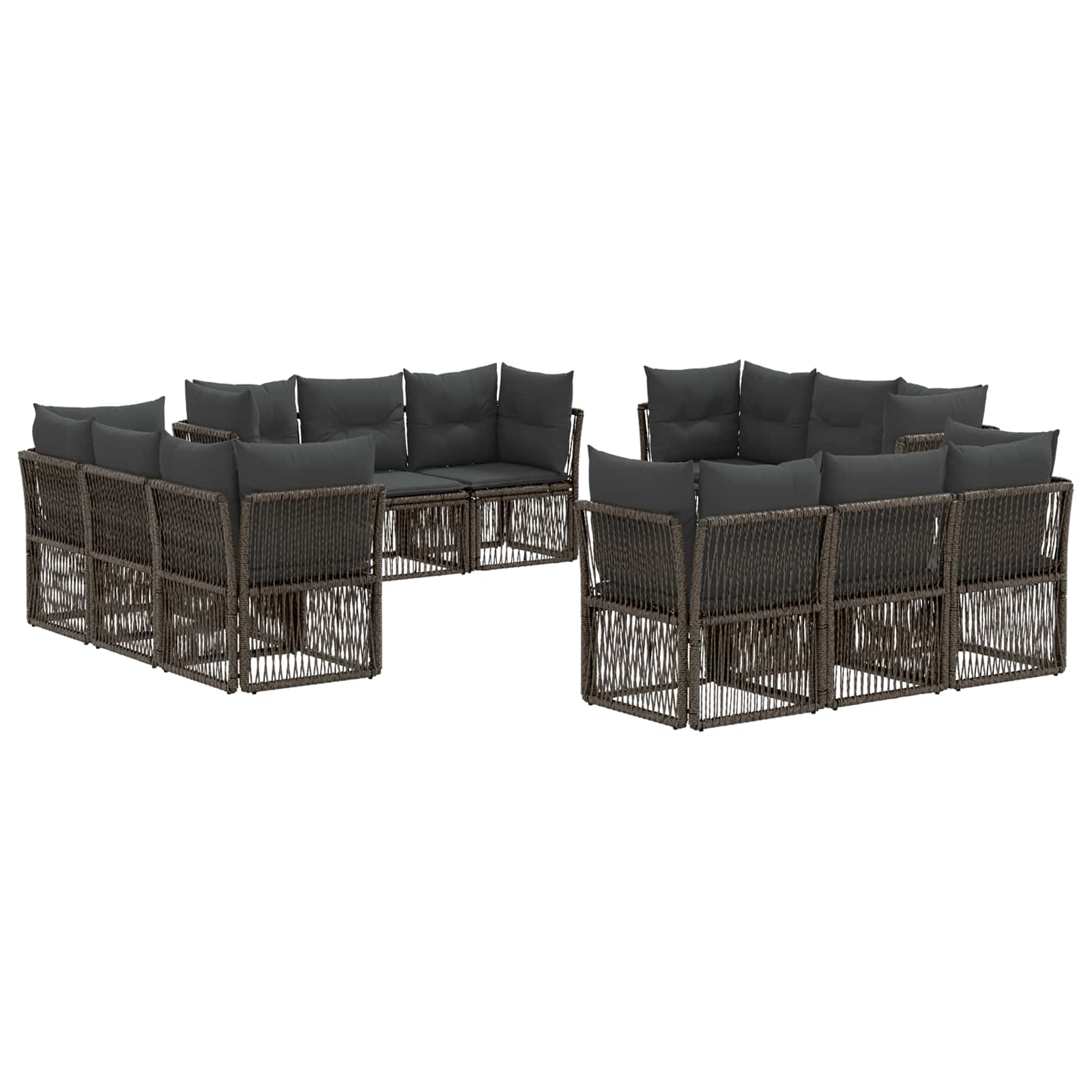 vidaXL Tuinbankenset 13 pcs Zwart poly rattan