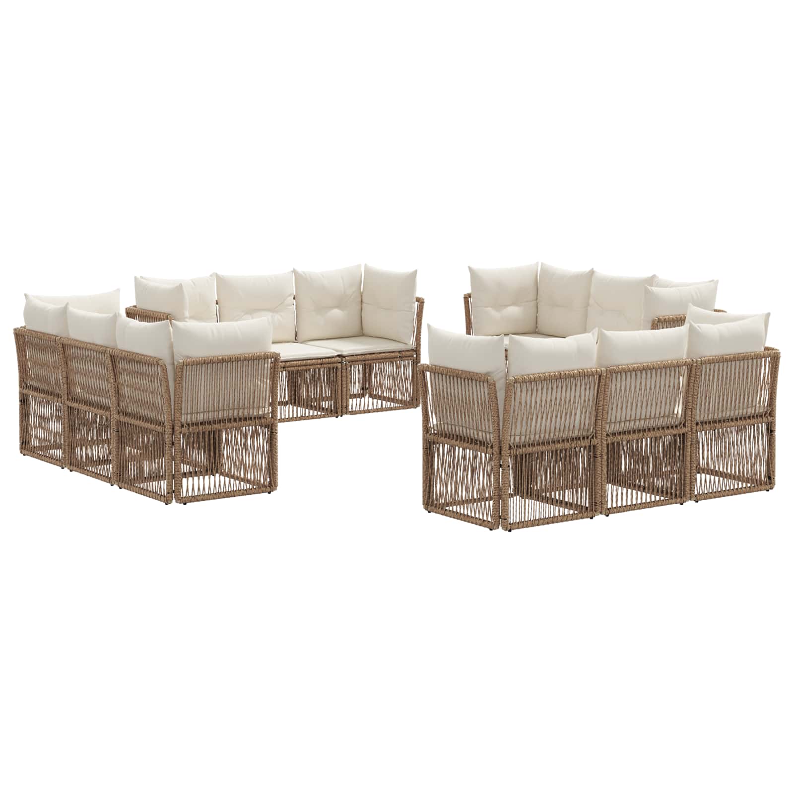vidaXL Tuinbankenset 13 pcs Zwart poly rattan