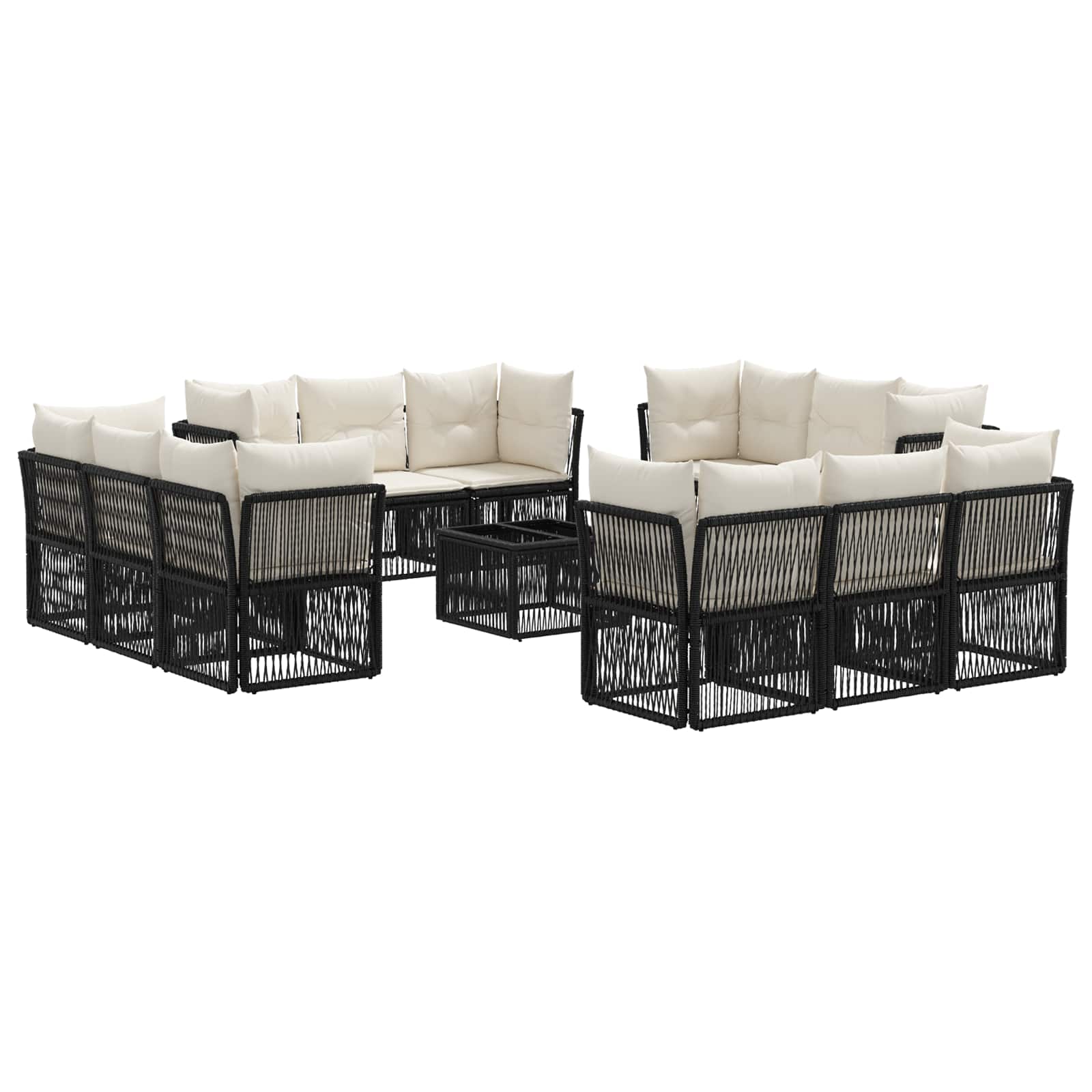 vidaXL Tuinbankenset 13 pcs Zwart poly rattan