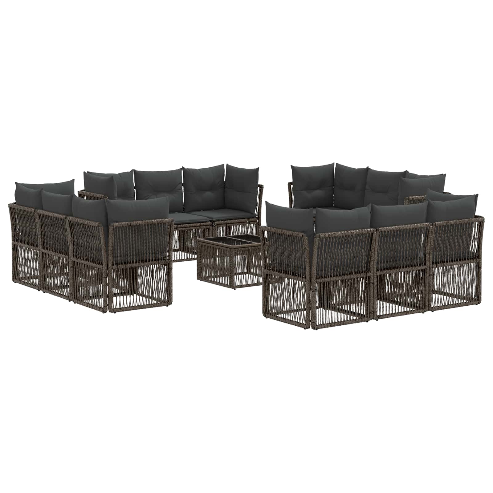 vidaXL Tuinbankenset 13 pcs Zwart poly rattan