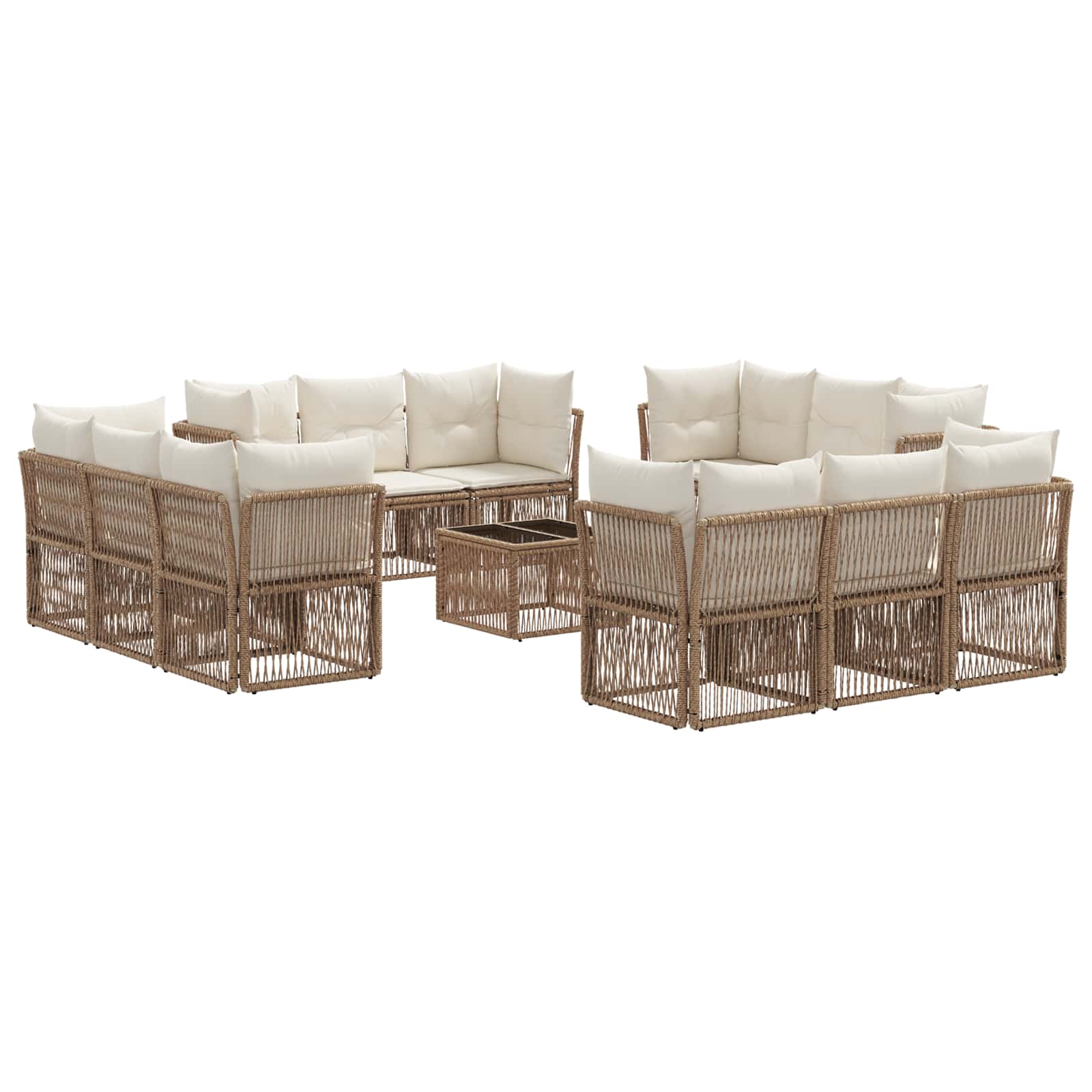 vidaXL Tuinbankenset 13 pcs Zwart poly rattan