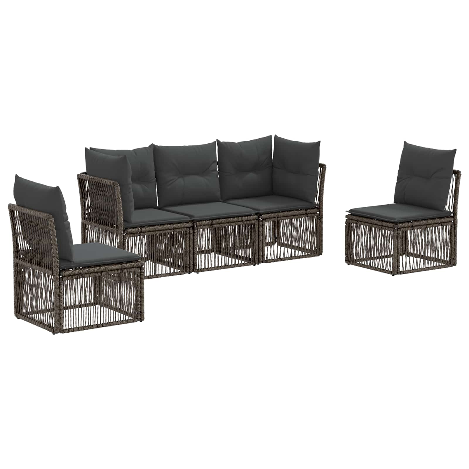 vidaXL Tuinbankenset 6 pcs Zwart poly rattan