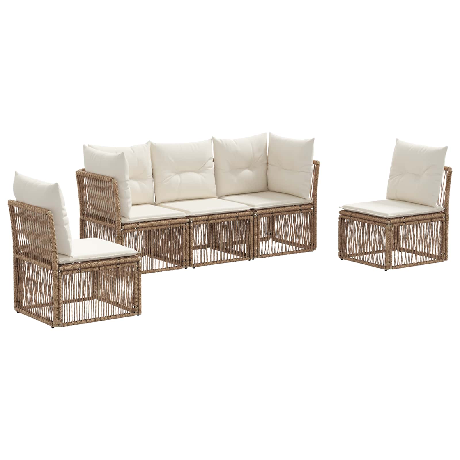 vidaXL Tuinbankenset 6 pcs Zwart poly rattan