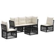 vidaXL Tuinbankenset 6 pcs Zwart poly rattan
