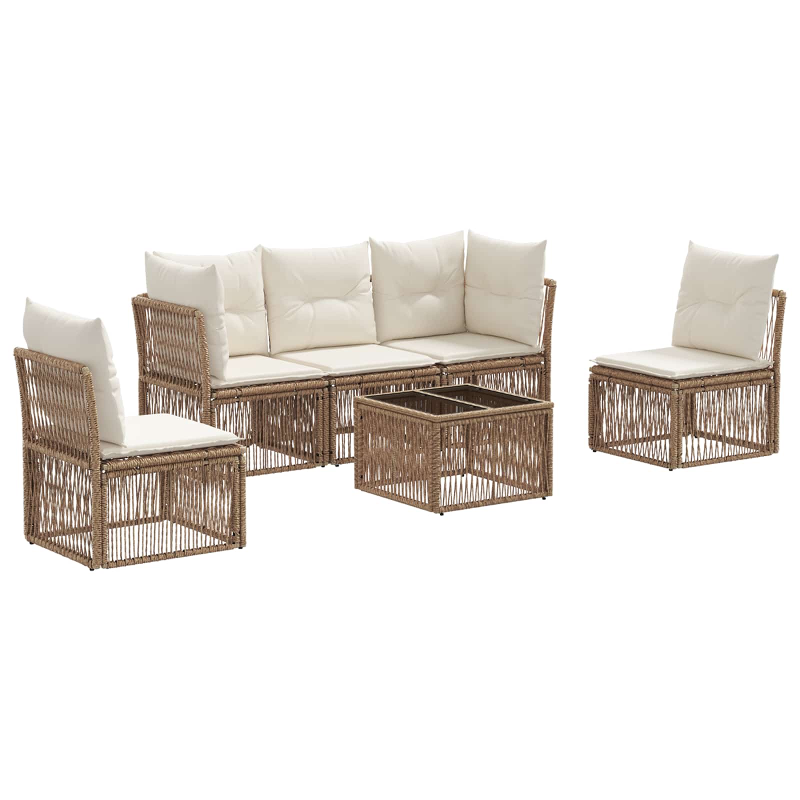vidaXL Tuinbankenset 6 pcs Zwart poly rattan