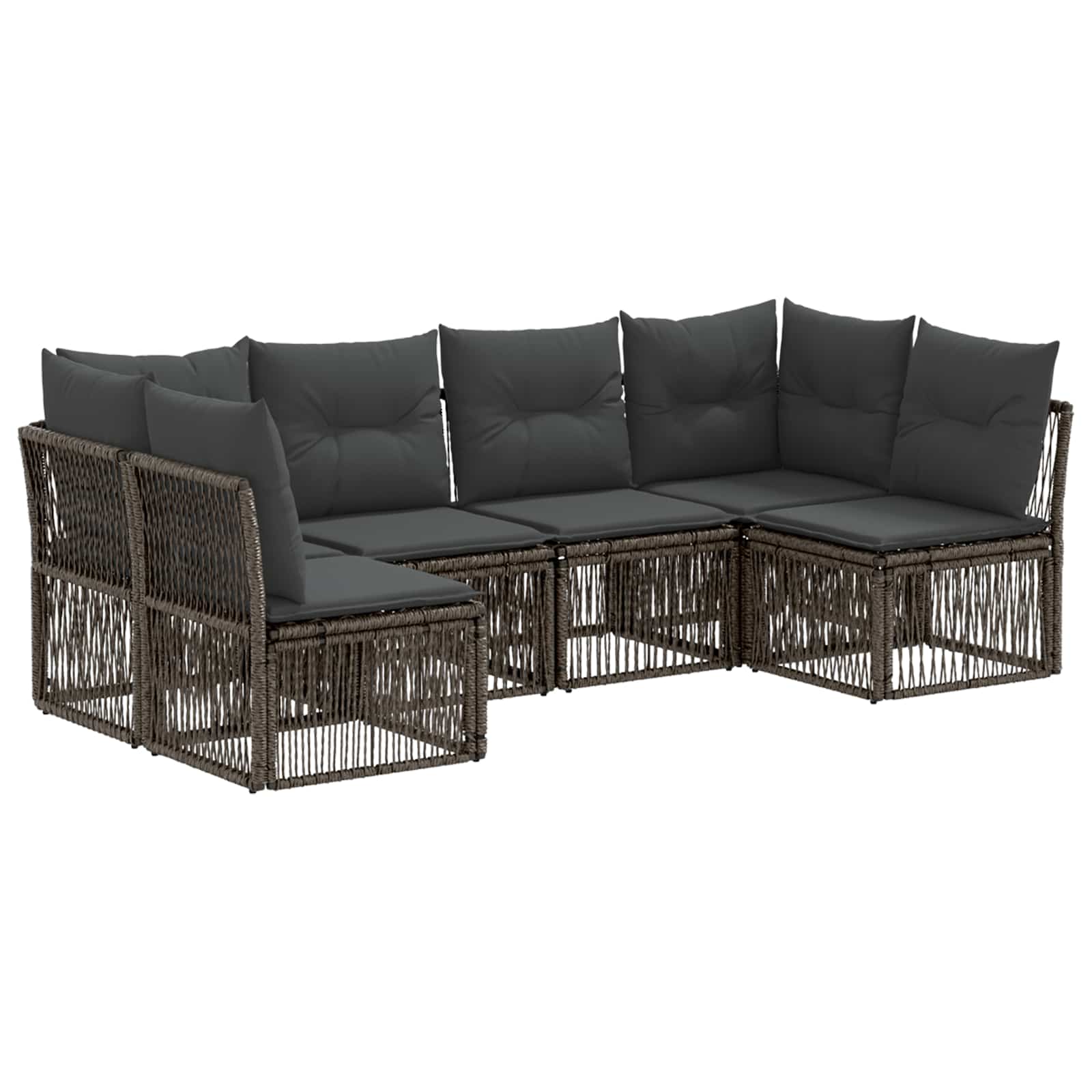 vidaXL Tuinbankenset 7 pcs Zwart poly rattan