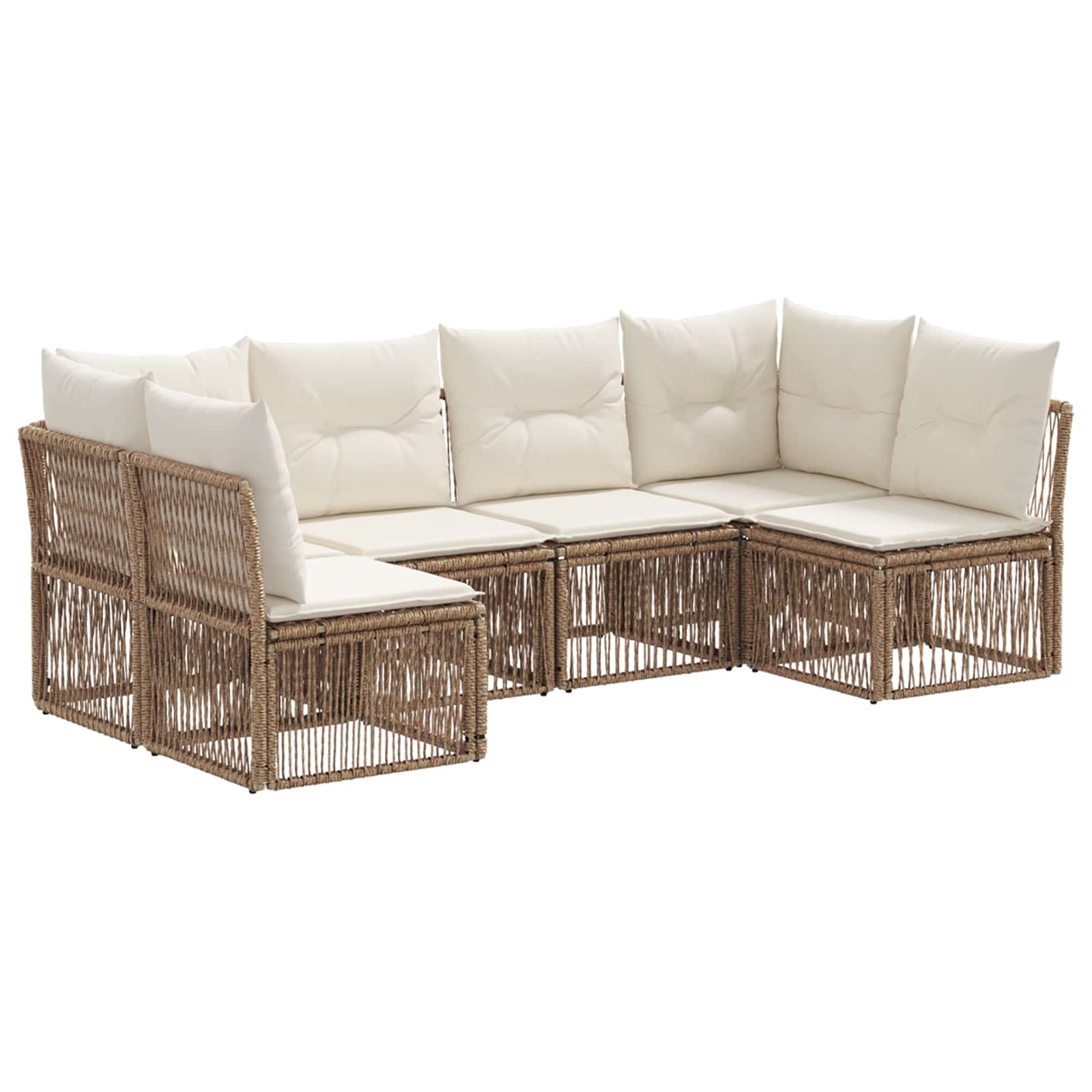 vidaXL Tuinbankenset 7 pcs Zwart poly rattan